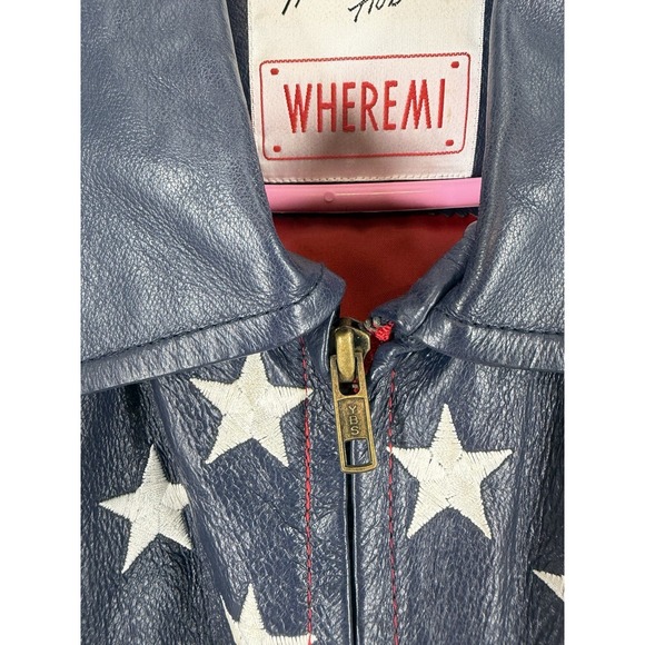 Michael Hoban WHERE MI Leather American Flag Bomber Style Jacket Men's S VTG 90s - Picture 9 of 16